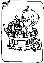 coloriage moments precieux le bain dans le tonneau